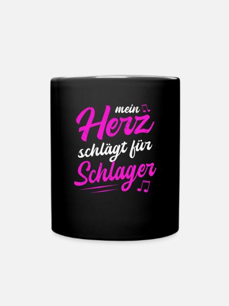 Mein Herz Schlägt Für Schlager Volksmusik Gaudi - Tasse einfarbig - Schwarz