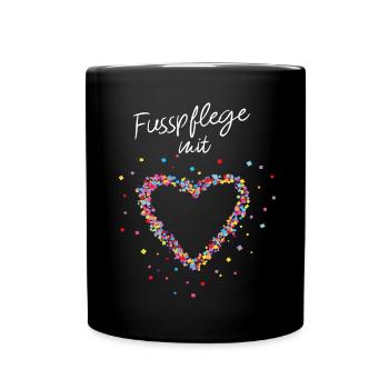 Fußpflege mit Herz Podologie Podologin - Tasse einfarbig - Schwarz - Vorne