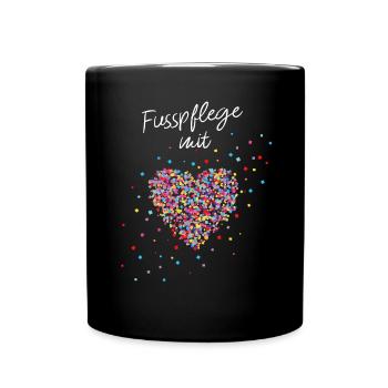 Fußpflege mit Herz Podologin Füße - Tasse einfarbig - Schwarz - Vorne