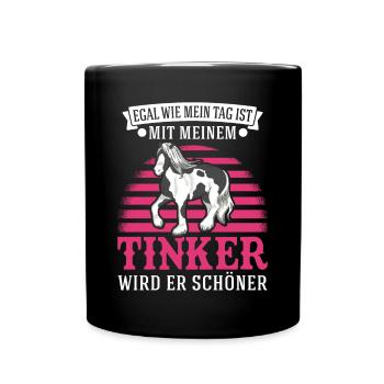 Irish Tinker Pferd Tinkerpferd - Tasse einfarbig - Schwarz - Vorne