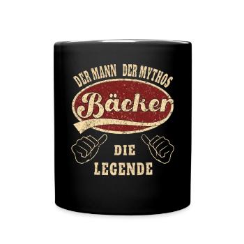 Bäcker Spruch der Mann der Mythos Bäcker - Tasse einfarbig - Schwarz - Vorne