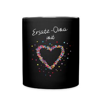 Ersatzoma Mit Herz Grossmutter Muttertag - Tasse einfarbig - Schwarz - Vorne