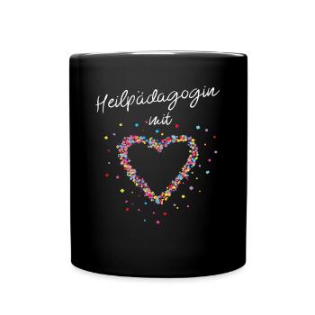 Heilpädagogin Mit Herz Sonderschule - Tasse einfarbig - Schwarz - Vorne
