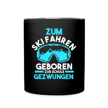 Skifahren Skifahrer Ski - Tasse einfarbig - Schwarz - Vorne
