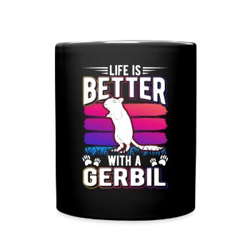 La vie est meilleure avec une gerbille de rat de course Gerbil - Mug uni - noir - Devant