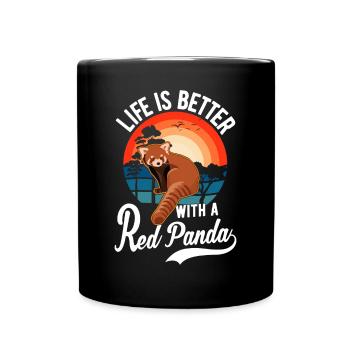La vie est meilleure avec un panda roux roter panda - Mug uni - noir - Devant