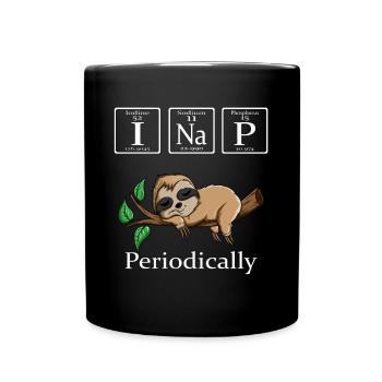 Faultier Spruch ich schlummere gern aus Elementen - Tasse einfarbig - Schwarz - Vorne