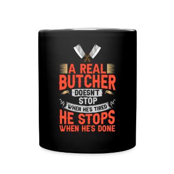 Butcher Meat Cutter Butcher Butcher's Shop - Full Colour Mug - black - Front