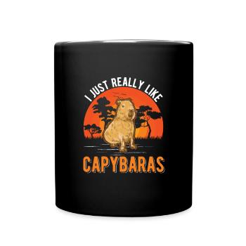 I just really like Capybaras - Tasse einfarbig - Schwarz - Vorne