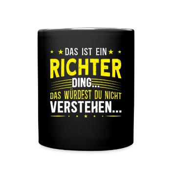 Familienname Richter - für Familie Richter - Tasse einfarbig - Schwarz - Vorne