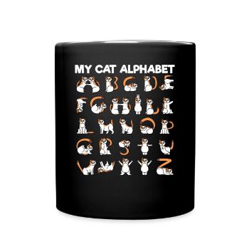 Mein Katzenalphabet ABC Katzen Buchstaben Katze - Tasse einfarbig - Schwarz - Vorne