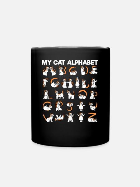 Mein Katzenalphabet ABC Katzen Buchstaben Katze - Tasse einfarbig - Schwarz
