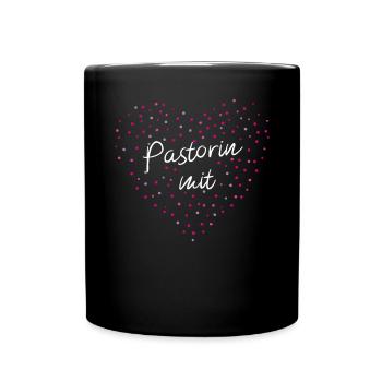 Pastorin Mit Herz Kirche Evangelische - Tasse einfarbig - Schwarz - Vorne