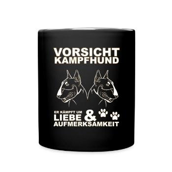 Bullterrier| Miniatur Bullterrier | Kampfhund - Tasse einfarbig - Schwarz - Vorne