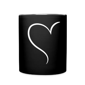 White Half Heart Love - Full Colour Mug - black - Front