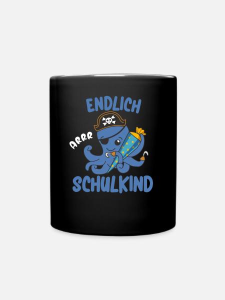 Pirat Oktopus Einschulung Schule Kinder Schultüte - Tasse einfarbig - Schwarz