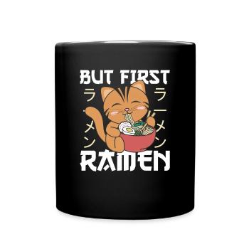 Mais le premier ramen mignon chat mange des ramen - Mug uni - noir - Devant