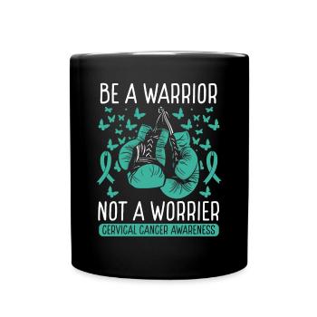 Cervical Cancer Awareness Cervical Cancer Warrior - Full Colour Mug - black - Front
