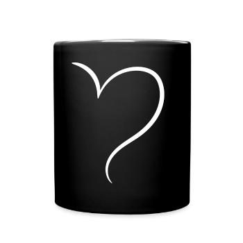 White Half Heart Love - Full Colour Mug - black - Front