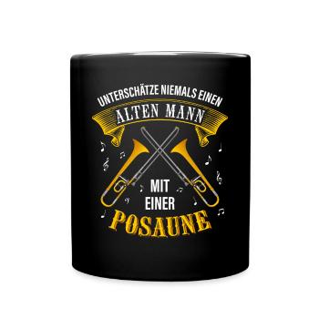 Posaune Alter Mann Posaunist - Tasse einfarbig - Schwarz - Vorne