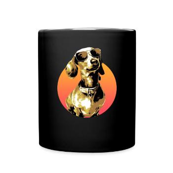 Dachshund Dog Vintage Sunglasses Retro Dog Motif - Full Colour Mug - black - Front