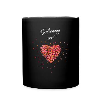 Bedienung Mit Herz Kellnerin Gastronomie - Tasse einfarbig - Schwarz - Vorne