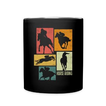 Equestrianism Equestrian Horse Riding Silhouettes - Tasse einfarbig - Schwarz - Vorne