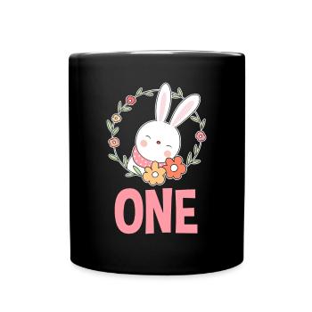 1st Birthday Girl 1 Year Rabbit Rabbit - Full Colour Mug - black - Front