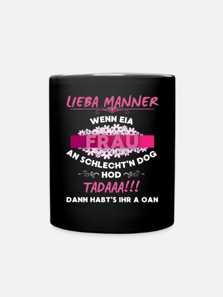 T-SHIRT BAYRISCH DAMEN "LIEBA MANNER" - Tasse einfarbig - Schwarz