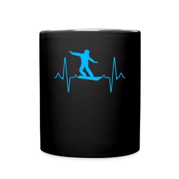 Snowboarding Heartbeat - Full Colour Mug - black - Front