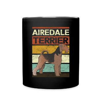 Airedale Terrier Hunde Hundebesitzer Geschenk - Tasse einfarbig - Schwarz - Vorne