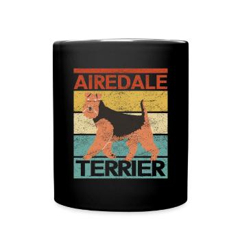 Airedale Terrier Hund Hundebesitzer Geschenk - Tasse einfarbig - Schwarz - Vorne