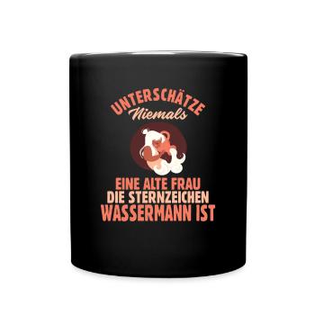 Sternzeichen Wassermann - Tasse einfarbig - Schwarz - Vorne