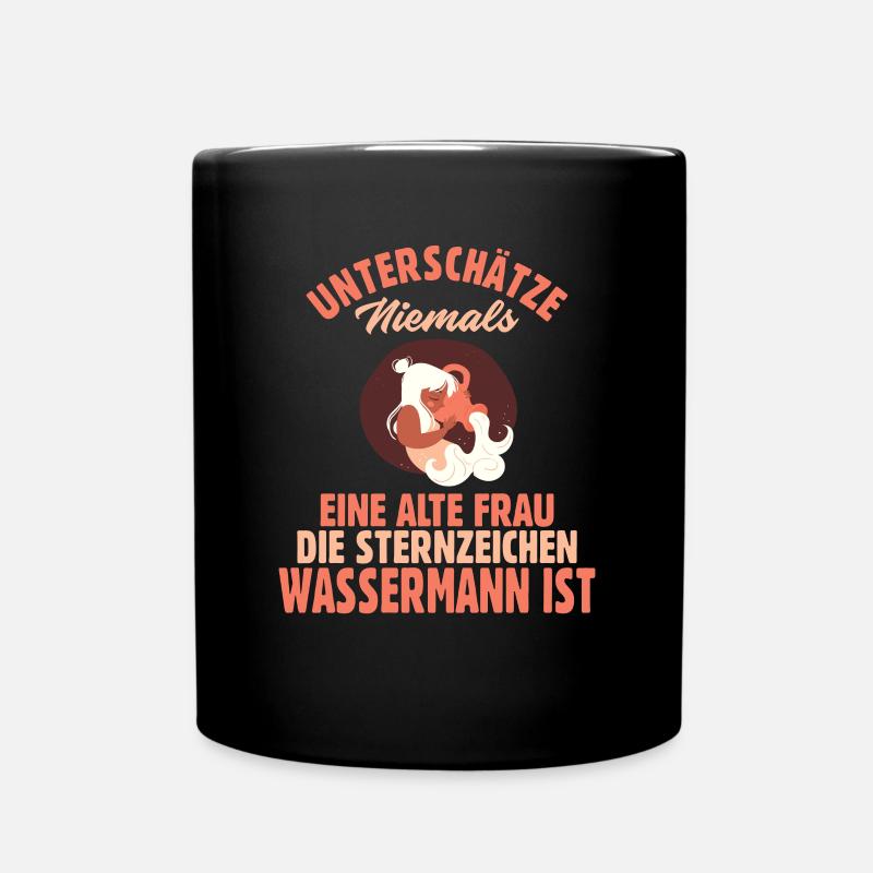 Sternzeichen Wassermann - Tasse einfarbig - Schwarz