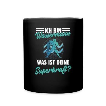 Sternzeichen Wassermann - Tasse einfarbig - Schwarz - Vorne