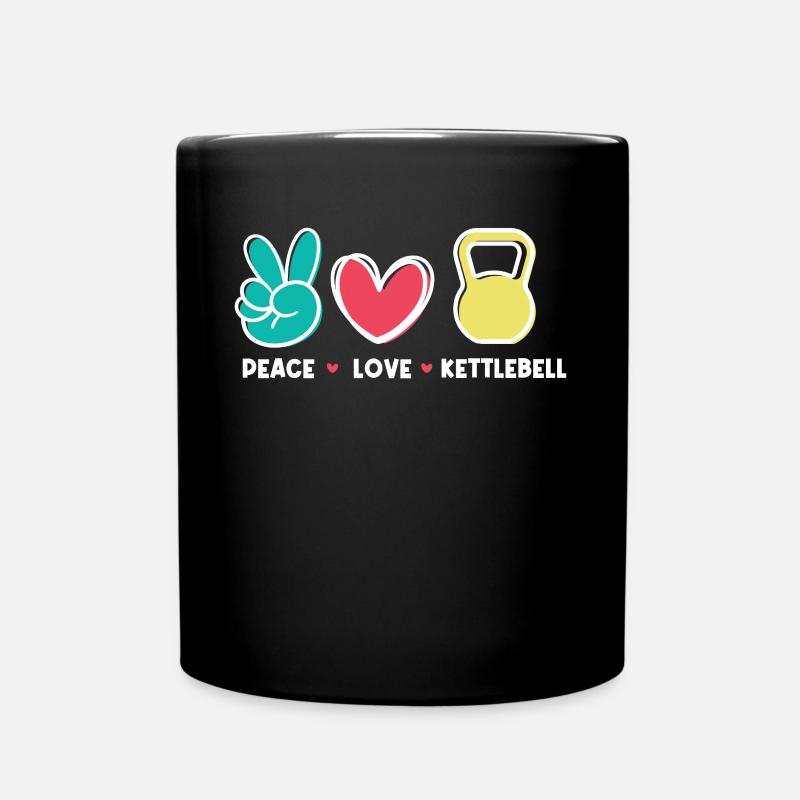 Peace Love Kettlebell - Tasse einfarbig - Schwarz
