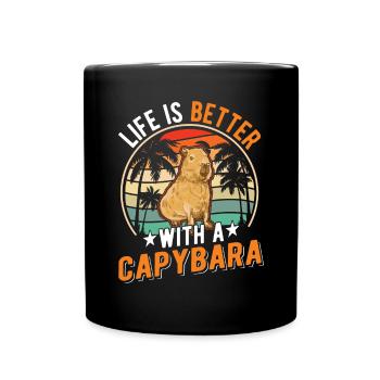 La vie est meilleure avec un Capybara - Mug uni - noir - Devant