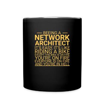 "Network Architect Hell | Netzwerk" - Tasse einfarbig - Schwarz - Vorne