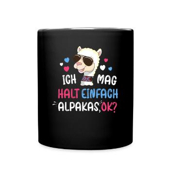 Ich liebe Alpakas Lama Liebhaber Alpakabesitzer - Tasse einfarbig - Schwarz - Vorne