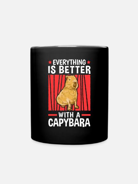 Alles ist besser mit Capybaras Wasserschwein - Tasse einfarbig - Schwarz