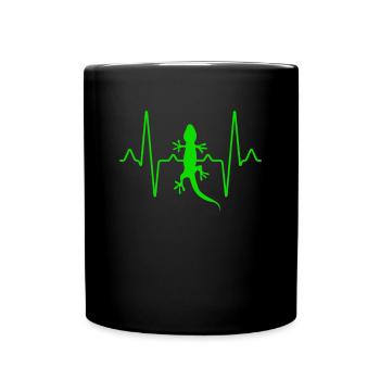 Eidechse Herzschlag - Tasse einfarbig - Schwarz - Vorne