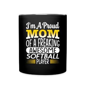 Maman d’un joueur de softball génial et effrayant - Mug uni - noir - Devant