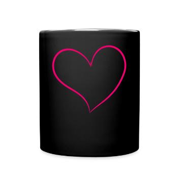 Pinkes Herz - Tasse einfarbig - Schwarz - Vorne