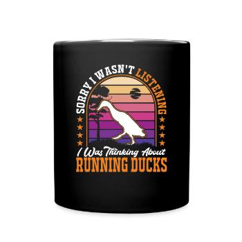 Je pensais à Running Ducks Laufente - Mug uni - noir - Devant