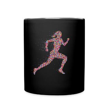 Joggerin Läuferin Sport Fitness Joggen - Tasse einfarbig - Schwarz - Vorne