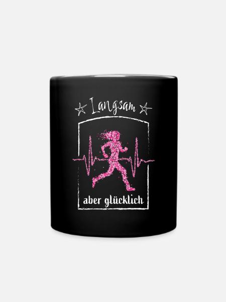 Läuferin Joggen Laufen Sport Herzschlag - Tasse einfarbig - Schwarz