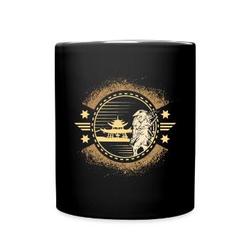 Japanischer Samurai Krieger mit Samurai und Ronin - Tasse einfarbig - Schwarz - Vorne