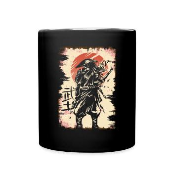 Japanischer Samurai Krieger mit Samurai und Ronin - Tasse einfarbig - Schwarz - Vorne