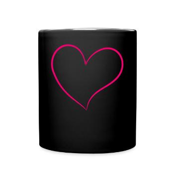 Pinkes Herz - Tasse einfarbig - Schwarz - Vorne