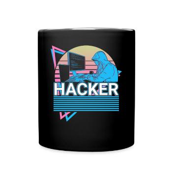 Hacker Coding Programmer Vaporwave Aesthetic - Full Colour Mug - black - Front